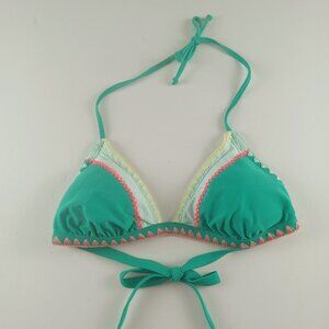Hobie Color Block Triangle Bikini Top Women's Size Large Sea Green Swimsuit
